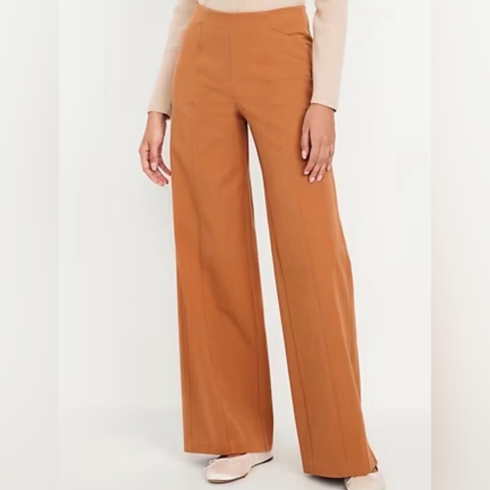 Old Navy Office Career High Rise Pixie Wide Leg Pull-On Comfort Pants Trousers